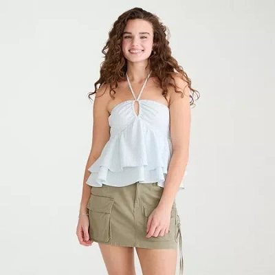 Aéropostale Womens Juniors Halter Neck Sleeveless Babydoll Top In White