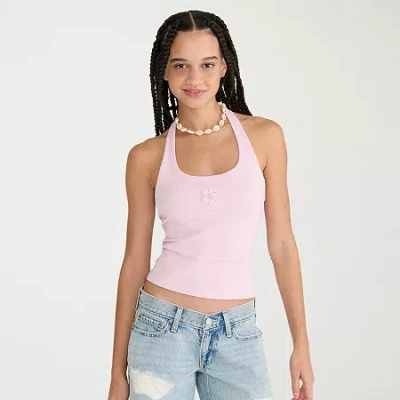 Aéropostale Womens Juniors Halter Neck Sleeveless Tank Top In Pink