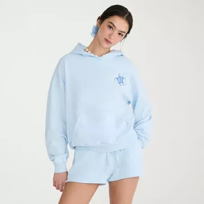 Aéropostale Womens Juniors Long Sleeve Fleece Hoodie In Blue