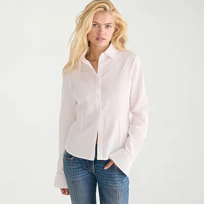 Aéropostale Womens Juniors Long Sleeve Regular Fit Button-down Shirt In Pink