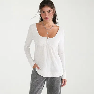 Aéropostale Womens Juniors Long Sleeve Regular Fit Henley Shirt In Gray