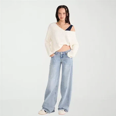 Aéropostale Womens Juniors Mid Rise Loose Fit Jean In Blue