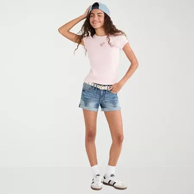 Aéropostale Womens Juniors Rhinestone Crew Neck Short Sleeve Regular Fit Graphic T-shirt In Pink