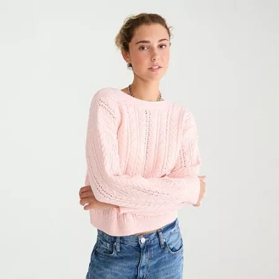 Aéropostale Womens Juniors Round Neck Long Sleeve Open Front Cardigan In Pink