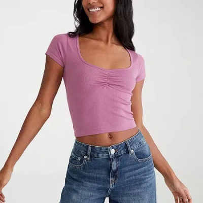Aéropostale Womens Juniors Round Neck Short Sleeve T-shirt In Pink