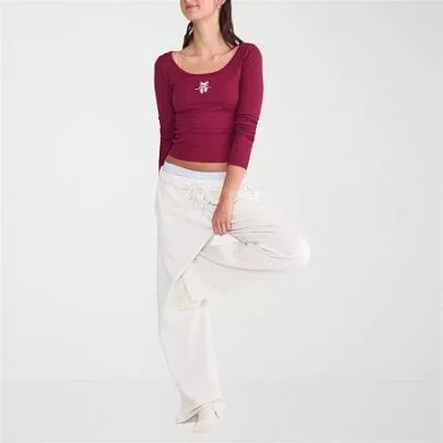 Aéropostale Womens Juniors Scoop Neck Long Sleeve T-shirt In Red