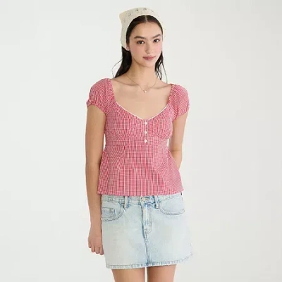 Aéropostale Womens Juniors Square Neck Sleeveless Regular Fit Button-down Shirt In Pink