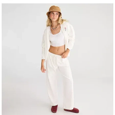 Aéropostale Womens Juniors Straight Mid Rise Sweatpant In White