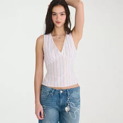 Aéropostale Womens Juniors V Neck Sleeveless Tank Top In White