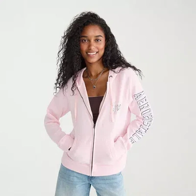 Aéropostale Womens Long Sleeve Fleece Zipper Hoodie In Pink