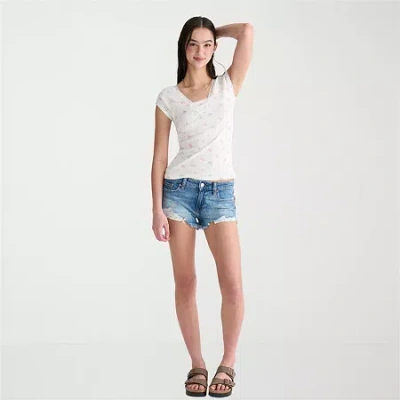 Aéropostale Womens Mid Rise Juniors Denim Short In Blue