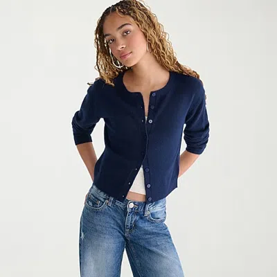 Aéropostale Womens Round Neck Long Sleeve Button Juniors Cardigan In Blue