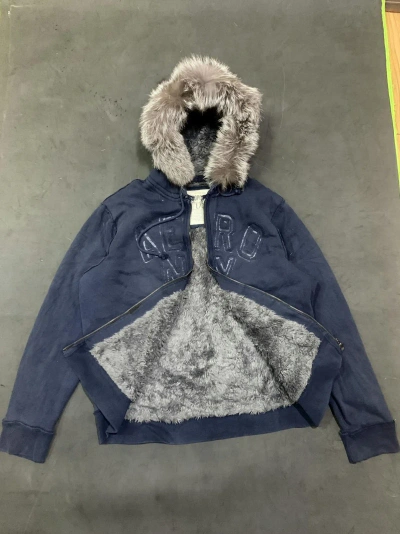 Pre-owned Aeropostale X If Six Was Nine Aeropostale Faux Fur Hoodie Japanese Lgb Ifsixwasnine In Dark Blue