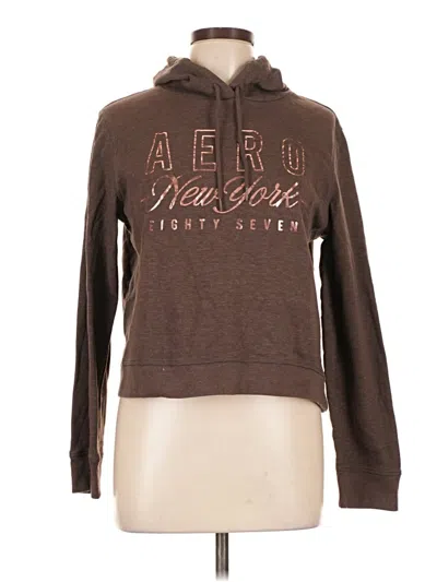 Pre-owned Aéropostale Zip Up Hoodie In Brown