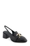 Aerosoles Allure Womens Chain Leather Block Heels In Black Leather
