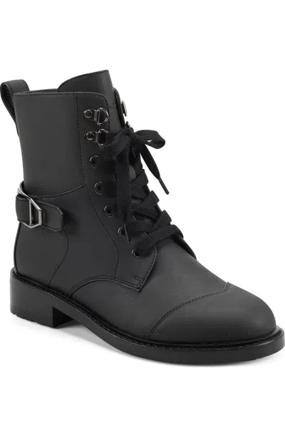 Aerosoles Amie Boots Women's Black Leather Cap Toe Block Heel Combat Jobb296
