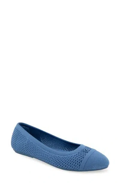 Aerosoles Annelie Open Knit Flat In Blue Jean Knit Fabric