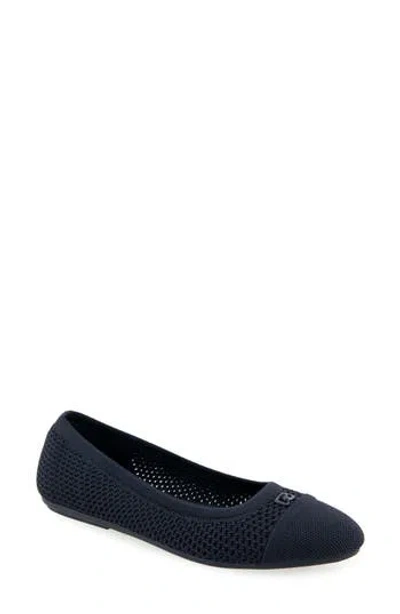 Aerosoles Annelie Open Knit Flat In Navy Knit Fabric