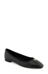 Aerosoles Piper Casual-ballet-wedge In Black Leather