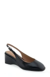 Aerosoles Aria Slingback Wedge Pump In Black Patent Polyurethane