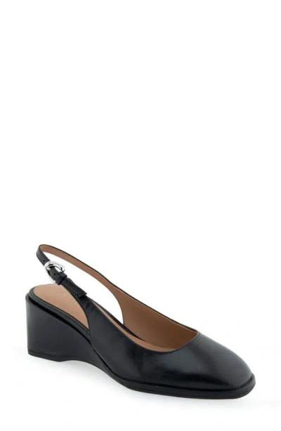 Aerosoles Aria Slingback Wedge Pump In Black Leather