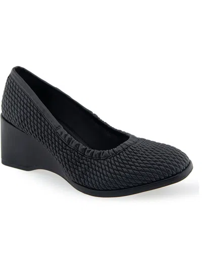 Aerosoles Airlie Dress-pump-wedge In Black Quilted - Faux Leather
