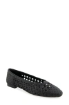 Aerosoles Arno Raffia Ballet Flat In Black Embroidered Raffia