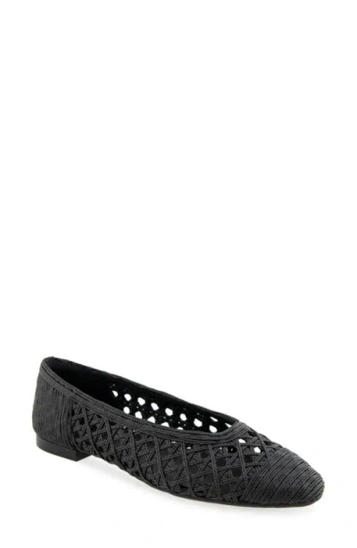 Aerosoles Arno Raffia Ballet Flat In Black Embroidered Raffia