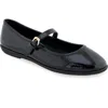 Aerosoles Baylee Mesh Mary Jane Flat In Black Patent Faux Leather
