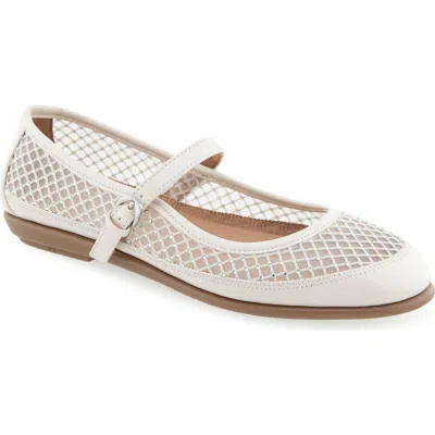 Aerosoles Baylee Mesh Mary Jane Flat In Crystal,eggnog Mesh Fabric