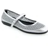 Aerosoles Baylee Mesh Mary Jane Flat In Silver Mesh Fabric