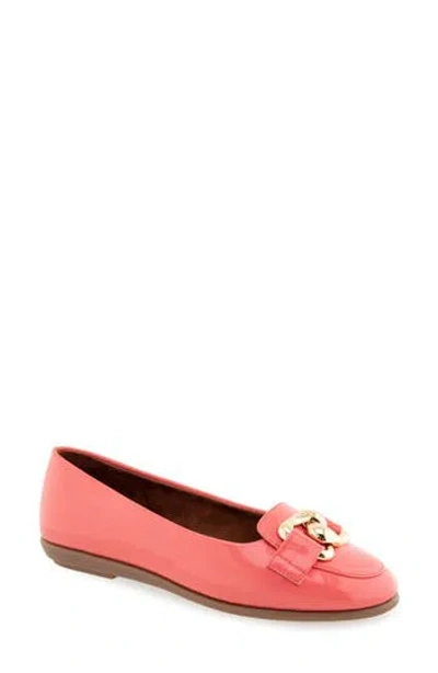 Aerosoles Bell Chain Bit Flat In Coral Patent Faux Leather