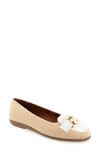 Aerosoles Bell Chain Bit Flat In Natural/white Raffia