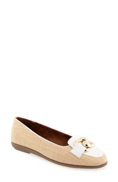 Aerosoles Bell Chain Bit Flat In Natural/white Raffia