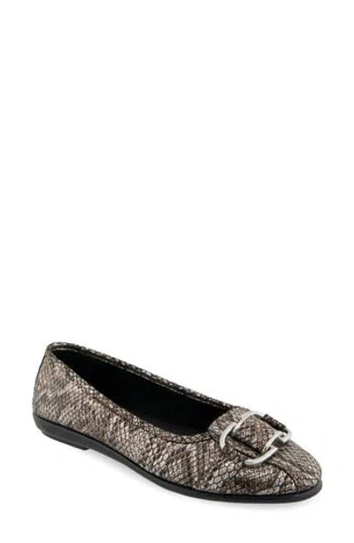 Aerosoles Bentley Ballet Flat In Bronze Snake Print Faux Leather - Polyur