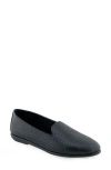 Aerosoles Betunia Womens Leather Loafers In Black Embossed Woven Faux