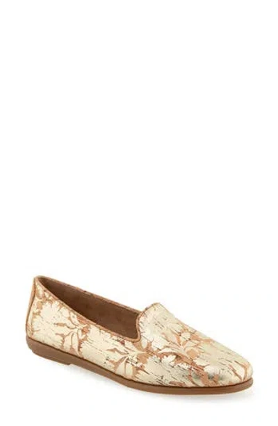Aerosoles Betunia Smoking Slipper In Natural/ Gold Metallic