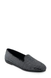 Aerosoles Betunia Smoking Slipper In Silver,black Stretch Fabric