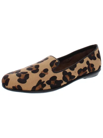 Aerosoles Betunia Womens Leather Calf Hair Smoking Loafers In Multi
