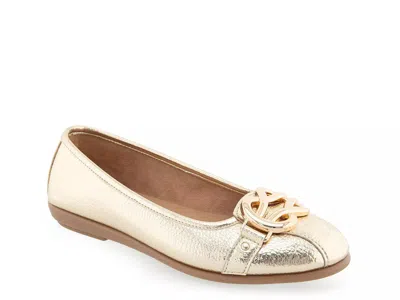 Aerosoles Big Bet Ballet Flat In Gold
