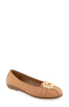 Aerosoles Big Bet Buckle Round Toe Flat In Natural Faux Leather
