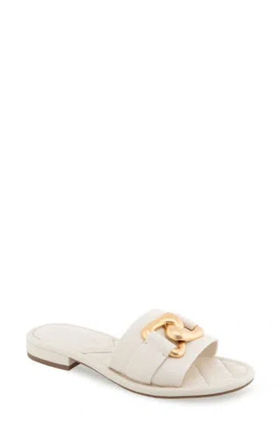 Aerosoles Big Charm Link Slide Sandal In Eggnog Faux Leather