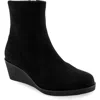 Aerosoles Binnie Wedge Bootie In Black Faux Suede