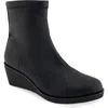 Aerosoles Binnie Wedge Bootie In Black Stretch Pebbled Faux