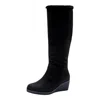 Aerosoles Binocular Tall Wedge Boot Black Faux Suede Binocular-shearling Women's In Black