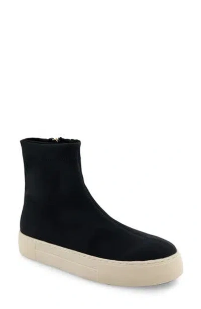 Aerosoles Blaise Platform Boot In Black Stretch Gabardine Fabric