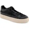 Aerosoles Bo Fashion Sneaker In Black Embroidered Mesh Fabric