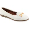 Aerosoles Big Bet Womens Faux Leather Slip On Flats In Eggnog Croco Faux Leather