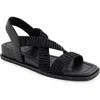 Aerosoles Bora Slingback Wedge Sandal In Black Rouched Elastic Fabric