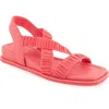 Aerosoles Bora Slingback Wedge Sandal In Coral Rouched Elastic Fabric